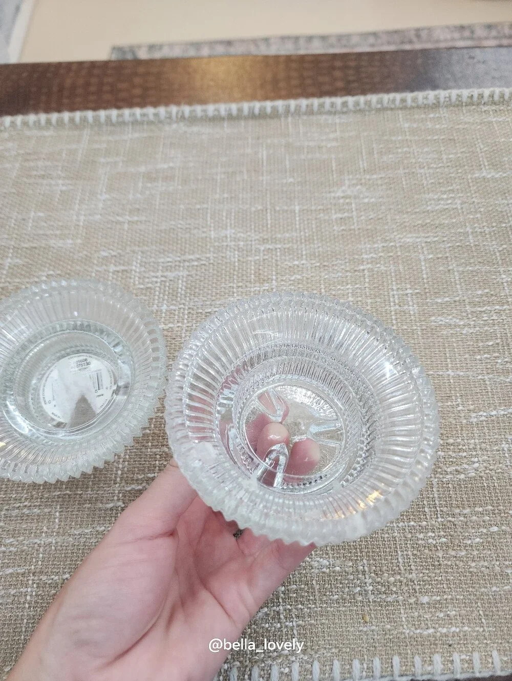 Set Of 2 Crystal Candle Holder - Ribbed Design